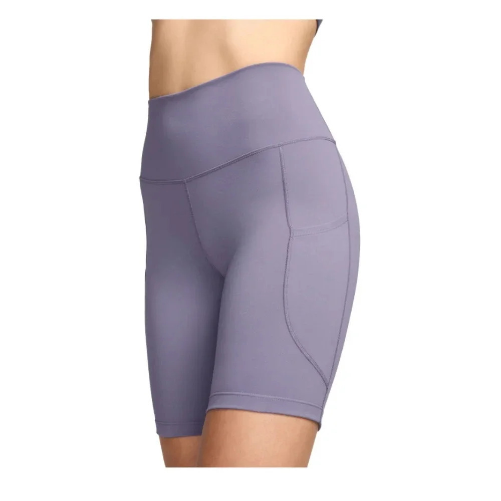 NWT Women's Nike One High Waisted 8" Bike Shorts With Pockets Purple